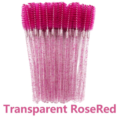 50Pcs Disposable Eyelash Brush Soft Head Crystal Eyebrow Brush Lash Extension Brush Mascara Wand Makeup Tool