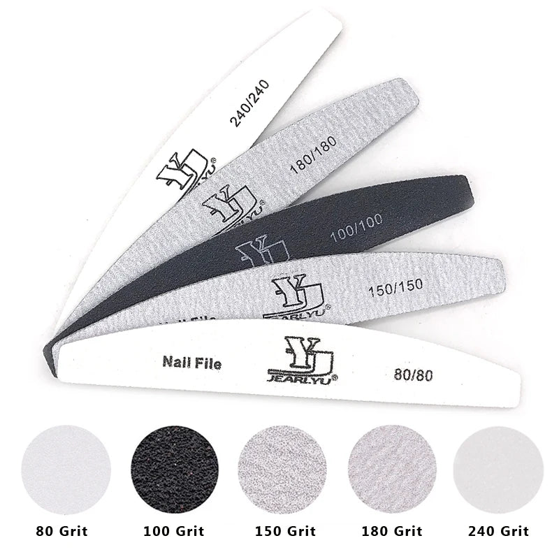 5Pcs Nail File Set Mix Color Professional Sandpaper Cuticle Remover 80/100/150/180/240 Grit Buffer Manicure Tool Kit