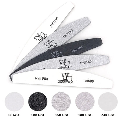 5Pcs Nail File Set Mix Color Professional Sandpaper Cuticle Remover 80/100/150/180/240 Grit Buffer Manicure Tool Kit