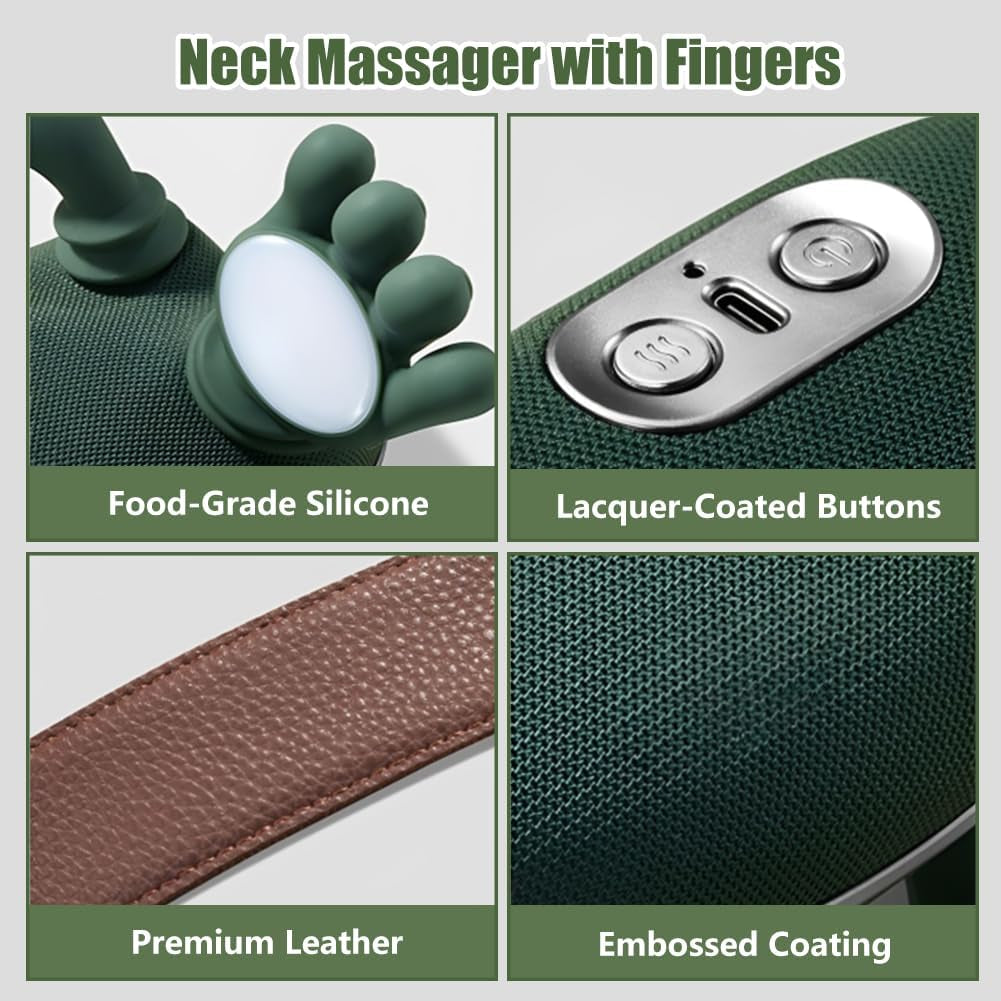 2026 New Electric Shiatsu Neck and Back Massager, Neck Massager with Heat, Shoulder Massager, 3 Intensity Levels + 2 Heat Settings, 4D Kneading Massage, Simulates a Real Palm Massage for Comfort
