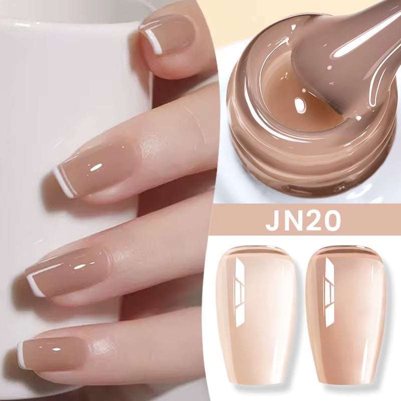 Jelly Nude Gel Nail Polish 10Ml Light Pink Peach Translucent Color UV Light Cure Gel Varnish Nail Art DIY at Home