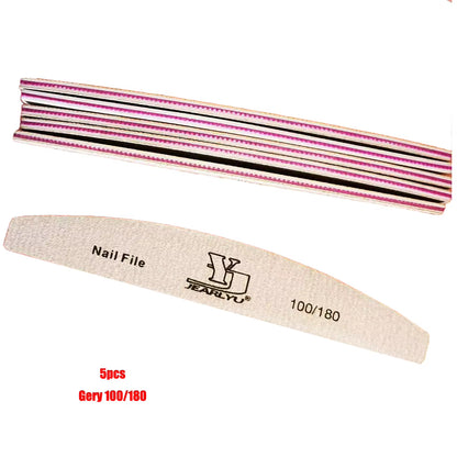 5Pcs Nail File Set Mix Color Professional Sandpaper Cuticle Remover 80/100/150/180/240 Grit Buffer Manicure Tool Kit