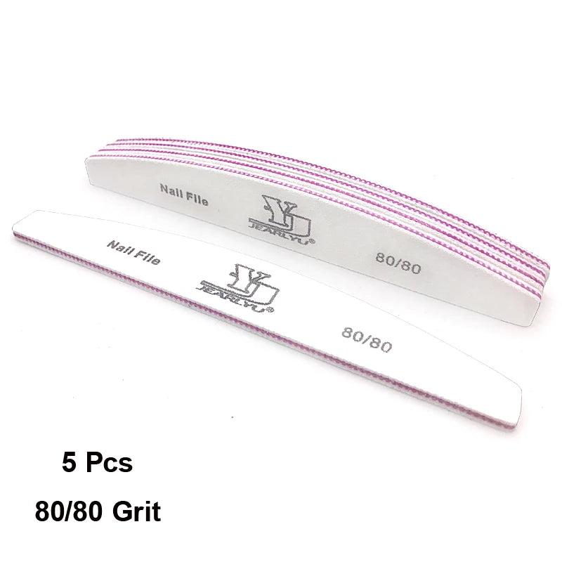 5Pcs Nail File Set Mix Color Professional Sandpaper Cuticle Remover 80/100/150/180/240 Grit Buffer Manicure Tool Kit