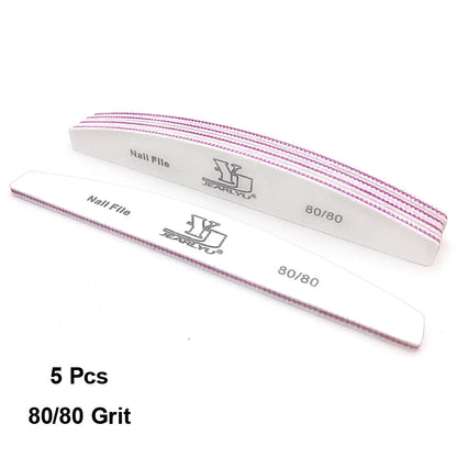 5Pcs Nail File Set Mix Color Professional Sandpaper Cuticle Remover 80/100/150/180/240 Grit Buffer Manicure Tool Kit