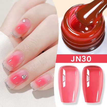Jelly Nude Gel Nail Polish 10Ml Light Pink Peach Translucent Color UV Light Cure Gel Varnish Nail Art DIY at Home