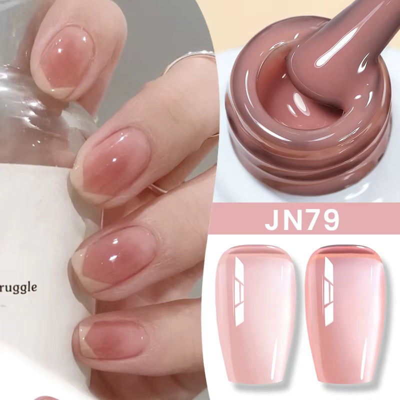 Jelly Nude Gel Nail Polish 10Ml Light Pink Peach Translucent Color UV Light Cure Gel Varnish Nail Art DIY at Home