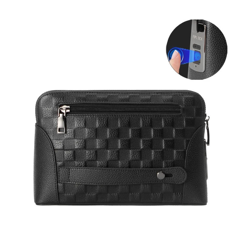 Man`S Fingerprint Lock Handbag Security Lady`S Wallet Anti-Theft Clutch Bag