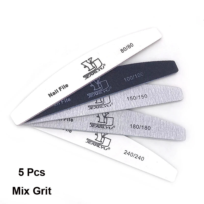 5Pcs Nail File Set Mix Color Professional Sandpaper Cuticle Remover 80/100/150/180/240 Grit Buffer Manicure Tool Kit