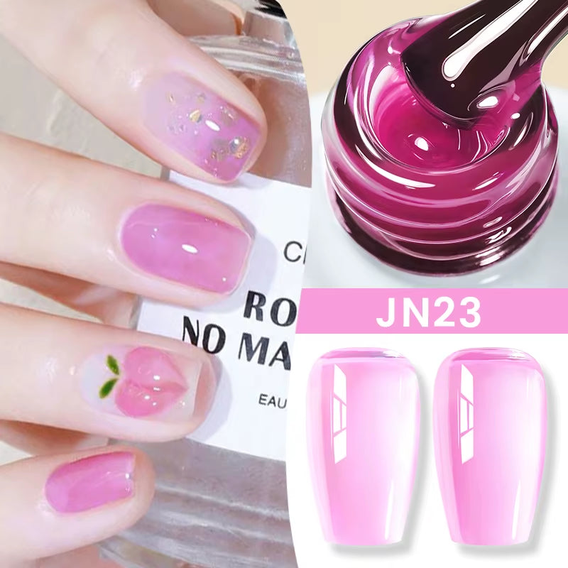 Jelly Nude Gel Nail Polish 10Ml Light Pink Peach Translucent Color UV Light Cure Gel Varnish Nail Art DIY at Home
