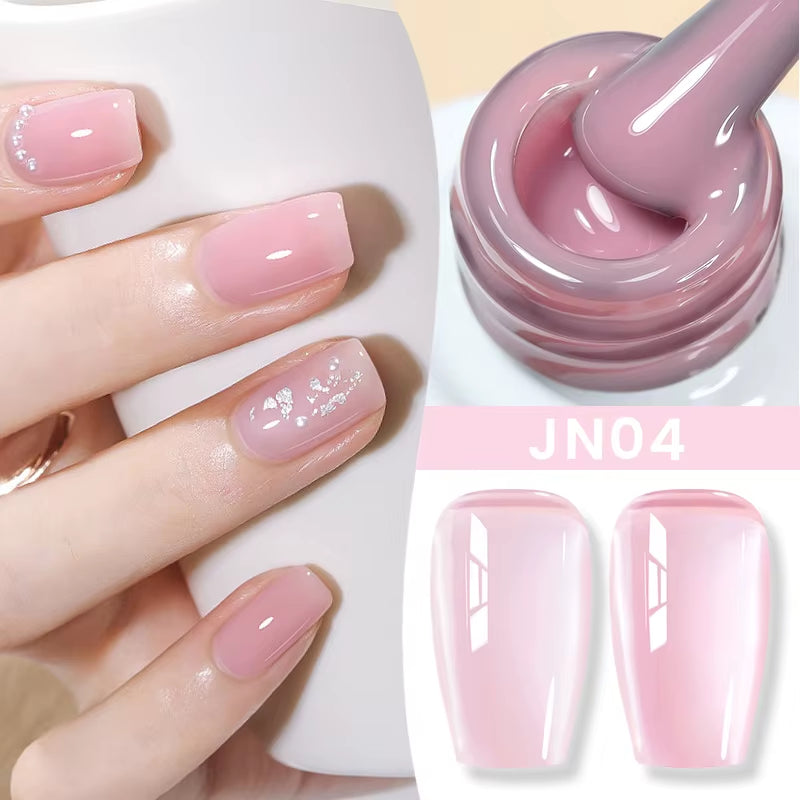 Jelly Nude Gel Nail Polish 10Ml Light Pink Peach Translucent Color UV Light Cure Gel Varnish Nail Art DIY at Home