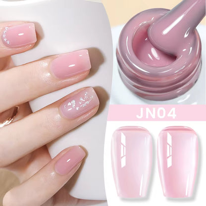 Jelly Nude Gel Nail Polish 10Ml Light Pink Peach Translucent Color UV Light Cure Gel Varnish Nail Art DIY at Home
