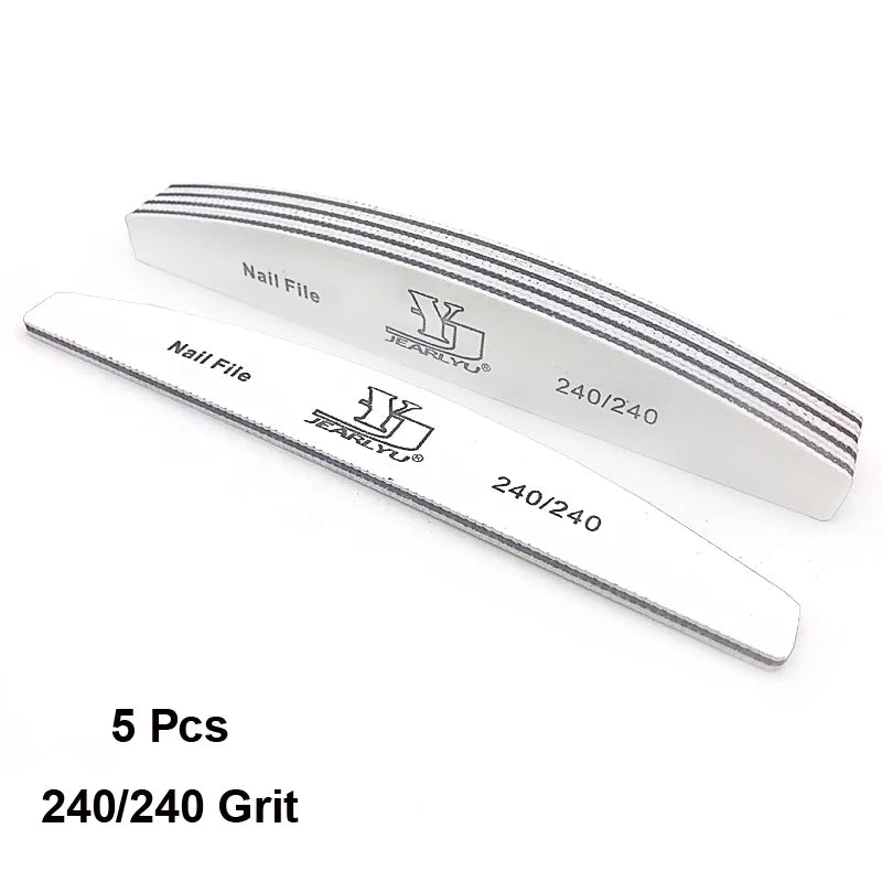 5Pcs Nail File Set Mix Color Professional Sandpaper Cuticle Remover 80/100/150/180/240 Grit Buffer Manicure Tool Kit