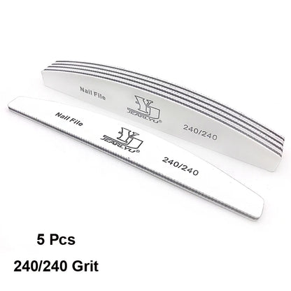 5Pcs Nail File Set Mix Color Professional Sandpaper Cuticle Remover 80/100/150/180/240 Grit Buffer Manicure Tool Kit