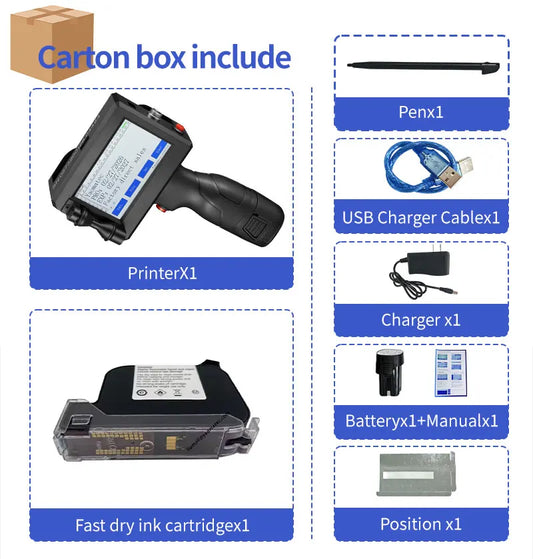 Portable Printer QR Bar Batch Code Date Logo Expiry Label Portable Handheld Jet Thermal Inkjet Printer