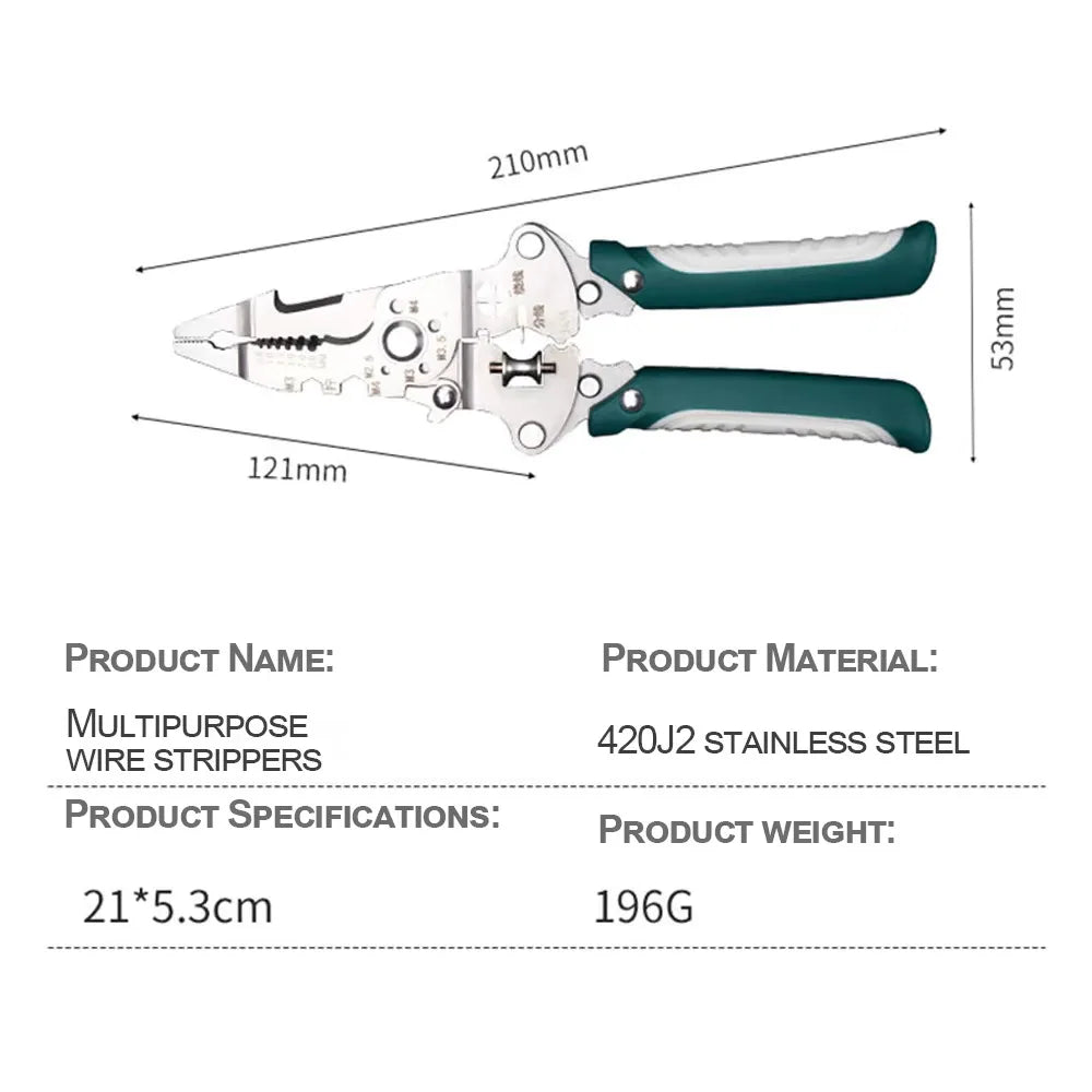 Multifunctional Folding Electrician Wire Stripping and Cutting Pliers, Wiring Pliers, Wire Splitting and Crimping Pliers