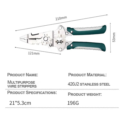 Multifunctional Folding Electrician Wire Stripping and Cutting Pliers, Wiring Pliers, Wire Splitting and Crimping Pliers