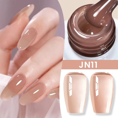 Jelly Nude Gel Nail Polish 10Ml Light Pink Peach Translucent Color UV Light Cure Gel Varnish Nail Art DIY at Home