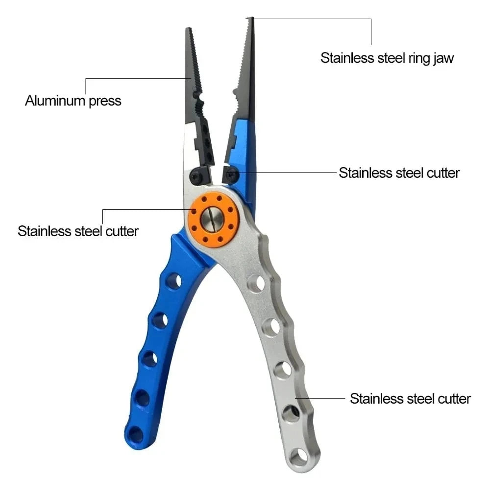 Fishing Pliers Line Cutter Multifunctional Knot Aluminum Alloy Scissors Hook Remover 150G 20CM Fishing Equipment