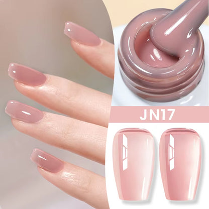 Jelly Nude Gel Nail Polish 10Ml Light Pink Peach Translucent Color UV Light Cure Gel Varnish Nail Art DIY at Home