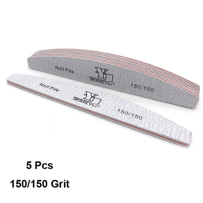 5Pcs Nail File Set Mix Color Professional Sandpaper Cuticle Remover 80/100/150/180/240 Grit Buffer Manicure Tool Kit