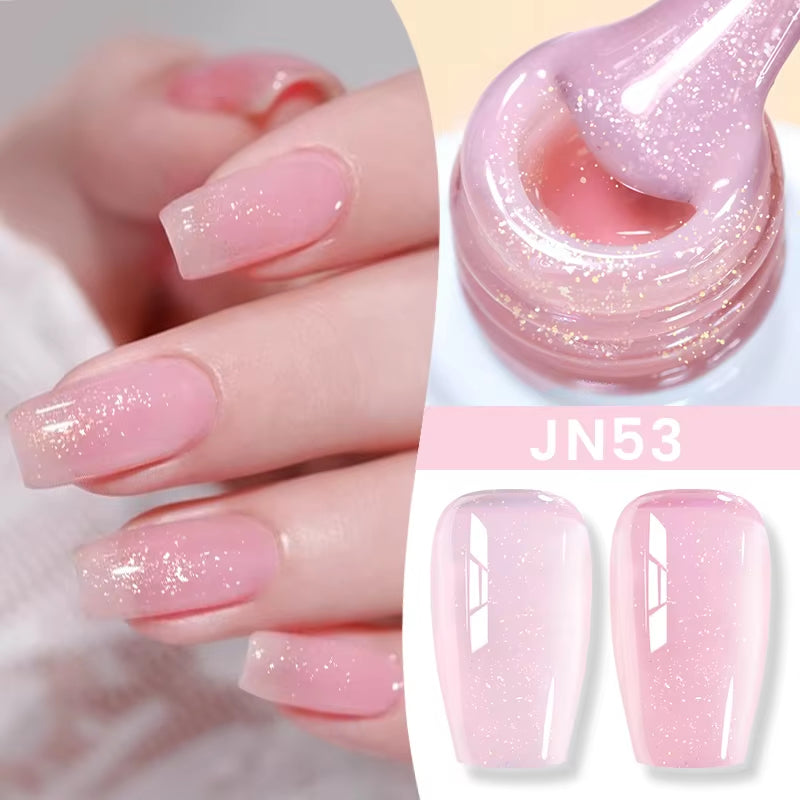 Jelly Nude Gel Nail Polish 10Ml Light Pink Peach Translucent Color UV Light Cure Gel Varnish Nail Art DIY at Home