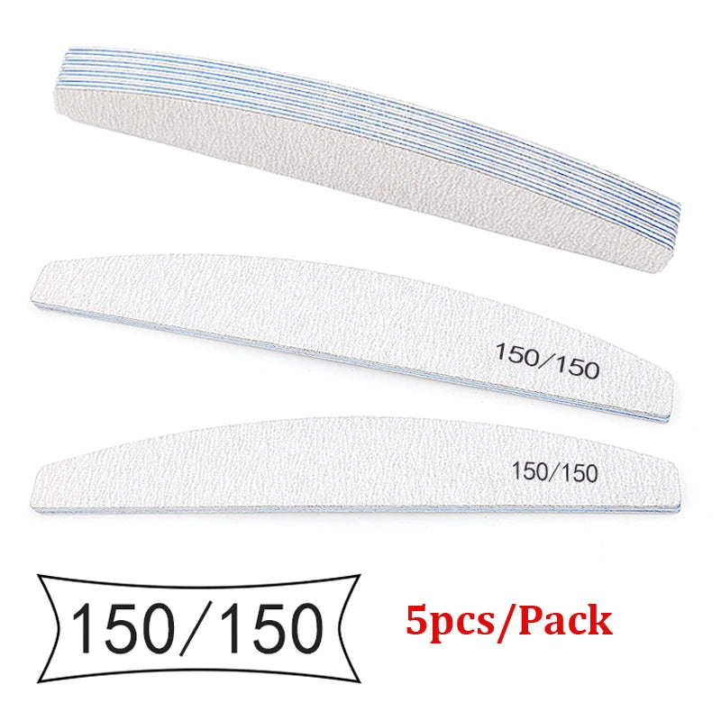 5Pcs Nail File Set Mix Color Professional Sandpaper Cuticle Remover 80/100/150/180/240 Grit Buffer Manicure Tool Kit