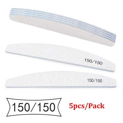 5Pcs Nail File Set Mix Color Professional Sandpaper Cuticle Remover 80/100/150/180/240 Grit Buffer Manicure Tool Kit