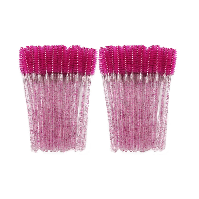 50Pcs Disposable Eyelash Brush Soft Head Crystal Eyebrow Brush Lash Extension Brush Mascara Wand Makeup Tool