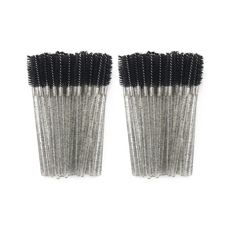 50Pcs Disposable Eyelash Brush Soft Head Crystal Eyebrow Brush Lash Extension Brush Mascara Wand Makeup Tool