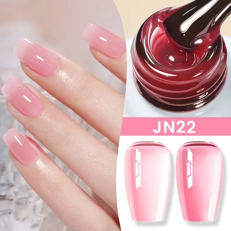 Jelly Nude Gel Nail Polish 10Ml Light Pink Peach Translucent Color UV Light Cure Gel Varnish Nail Art DIY at Home