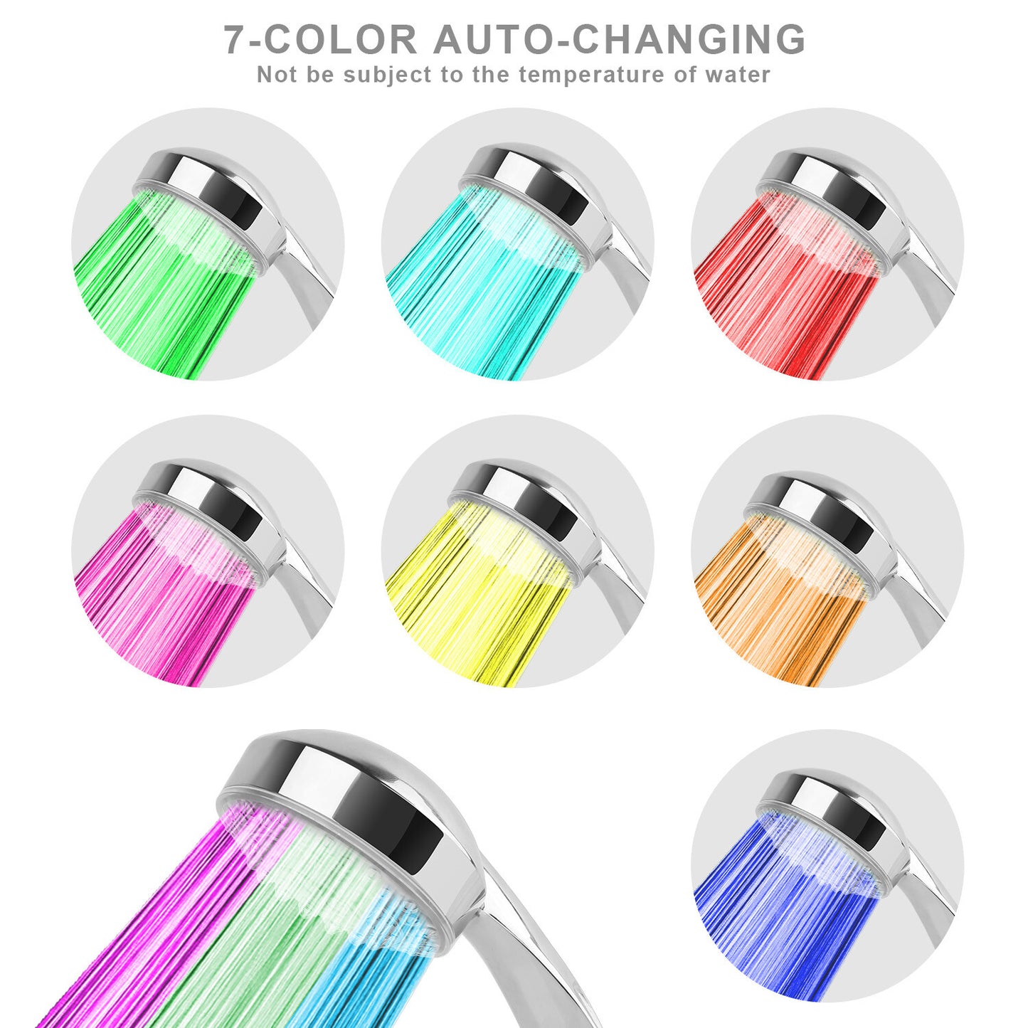 LED Shower Head W/ Handheld Shower Head High Pressure W/ Water Temperature