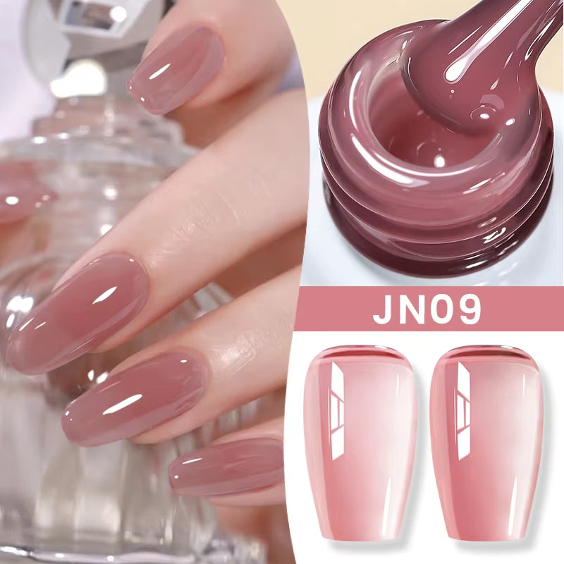 Jelly Nude Gel Nail Polish 10Ml Light Pink Peach Translucent Color UV Light Cure Gel Varnish Nail Art DIY at Home