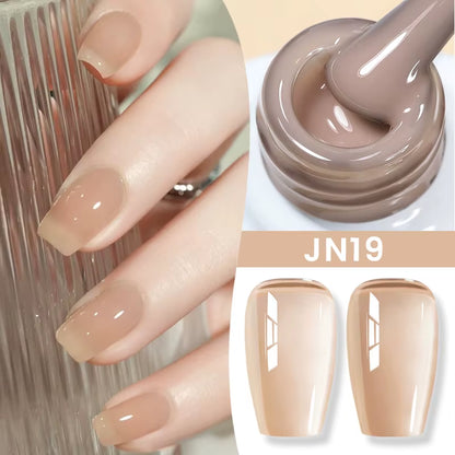 Jelly Nude Gel Nail Polish 10Ml Light Pink Peach Translucent Color UV Light Cure Gel Varnish Nail Art DIY at Home