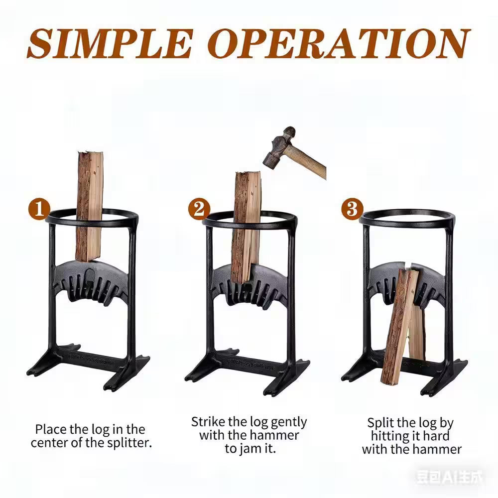 10.2 In. Heavy-Duty 18 Lb. Cast Iron Manual Log Splitter and Wood Cutter, 1-Piece Kindling Splitter for Firewood