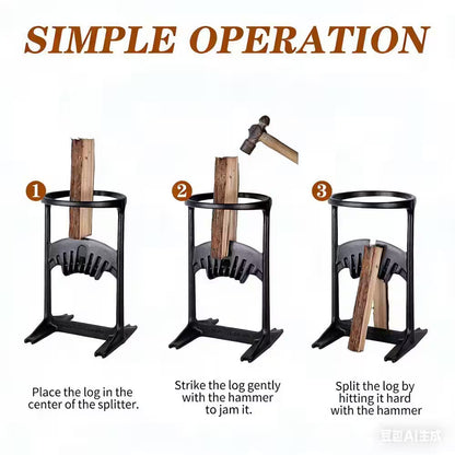 10.2 In. Heavy-Duty 18 Lb. Cast Iron Manual Log Splitter and Wood Cutter, 1-Piece Kindling Splitter for Firewood