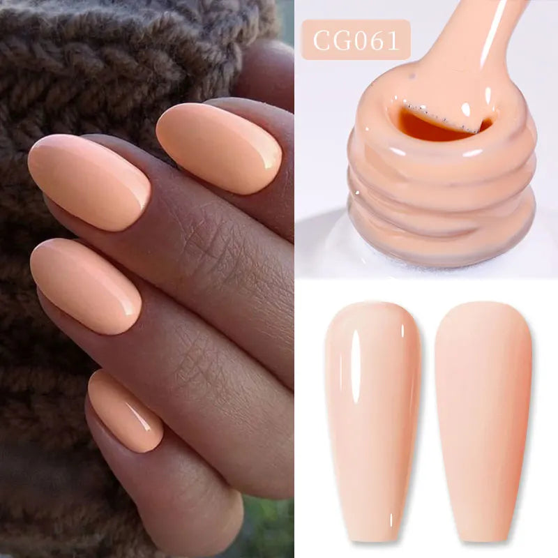 Jelly Nude Gel Nail Polish 10Ml Light Pink Peach Translucent Color UV Light Cure Gel Varnish Nail Art DIY at Home