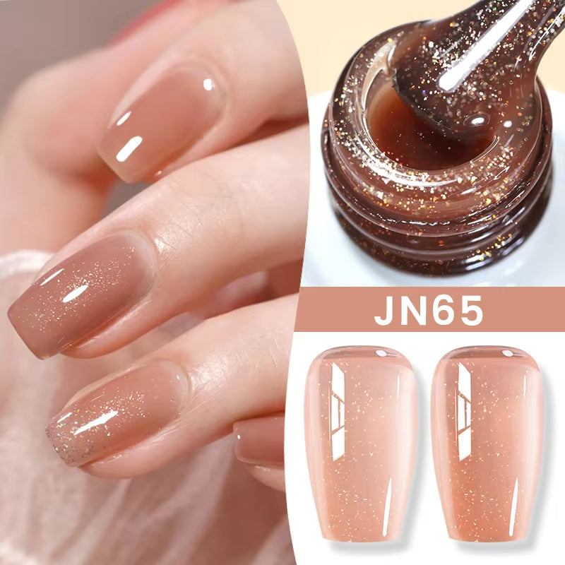 Jelly Nude Gel Nail Polish 10Ml Light Pink Peach Translucent Color UV Light Cure Gel Varnish Nail Art DIY at Home