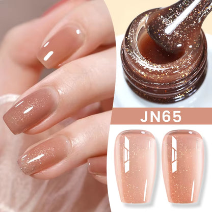 Jelly Nude Gel Nail Polish 10Ml Light Pink Peach Translucent Color UV Light Cure Gel Varnish Nail Art DIY at Home