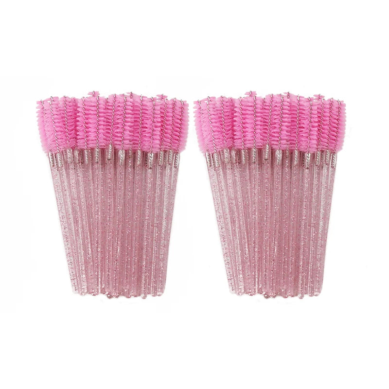 50Pcs Disposable Eyelash Brush Soft Head Crystal Eyebrow Brush Lash Extension Brush Mascara Wand Makeup Tool