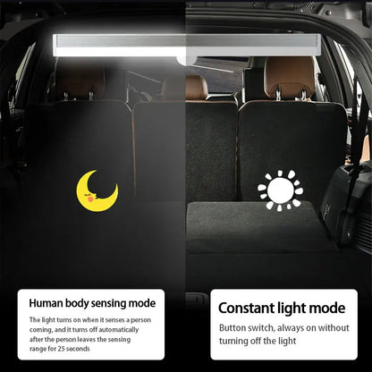 Car Sensor Light for Floor Trunk Hood USB Rechargeable Automatic Induction Light Bar Magnetic Maual/Sensing Mode Lamp