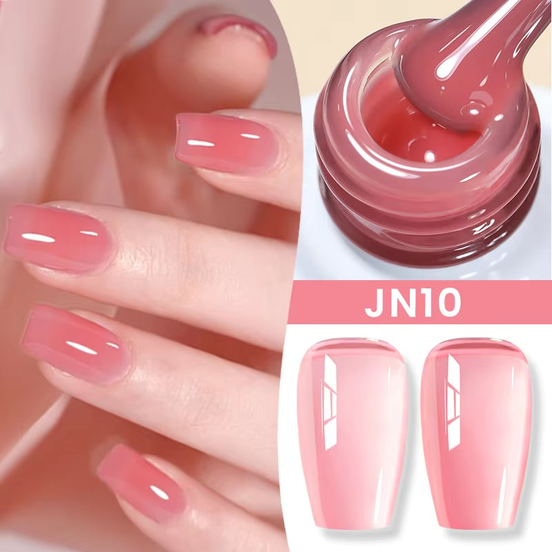 Jelly Nude Gel Nail Polish 10Ml Light Pink Peach Translucent Color UV Light Cure Gel Varnish Nail Art DIY at Home