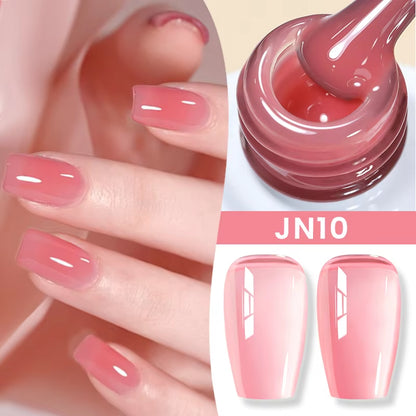 Jelly Nude Gel Nail Polish 10Ml Light Pink Peach Translucent Color UV Light Cure Gel Varnish Nail Art DIY at Home