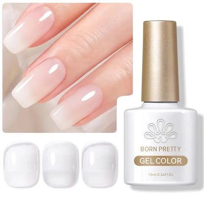 Jelly Nude Gel Nail Polish 10Ml Light Pink Peach Translucent Color UV Light Cure Gel Varnish Nail Art DIY at Home