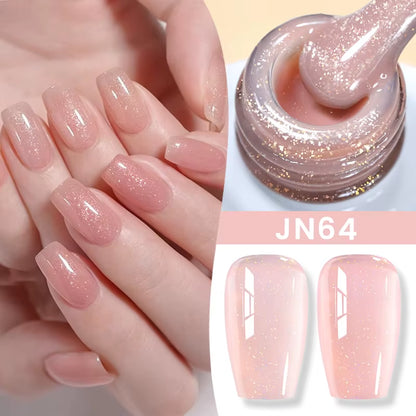 Jelly Nude Gel Nail Polish 10Ml Light Pink Peach Translucent Color UV Light Cure Gel Varnish Nail Art DIY at Home