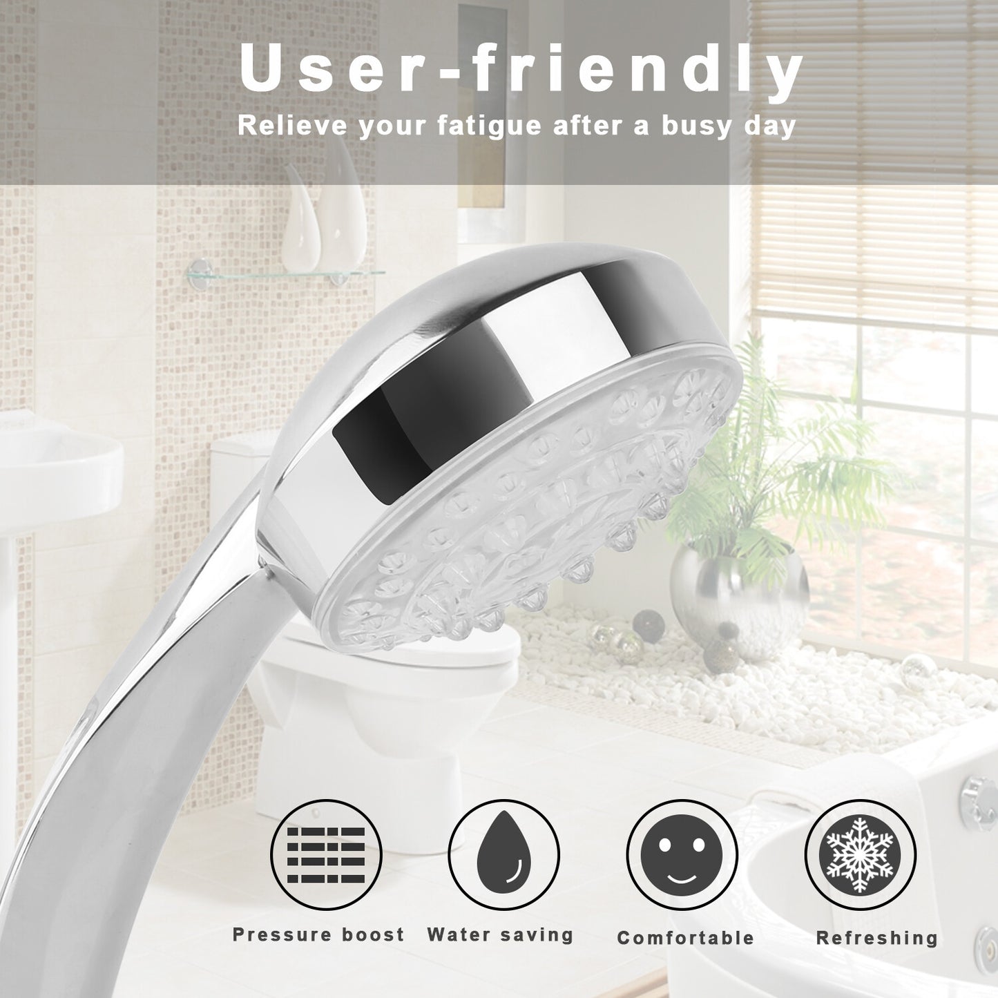 LED Shower Head W/ Handheld Shower Head High Pressure W/ Water Temperature