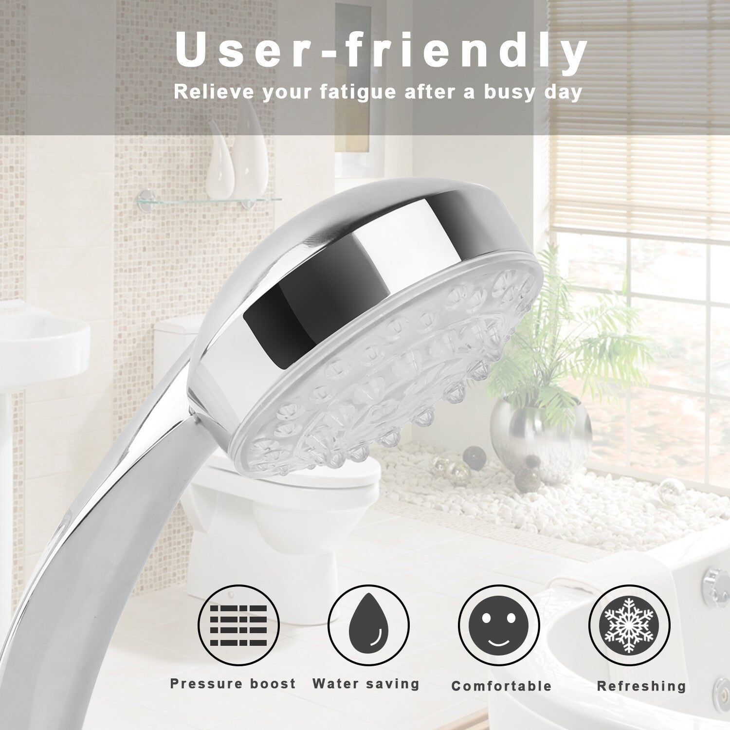 LED Shower Head W/ Handheld Shower Head High Pressure W/ Water Temperature