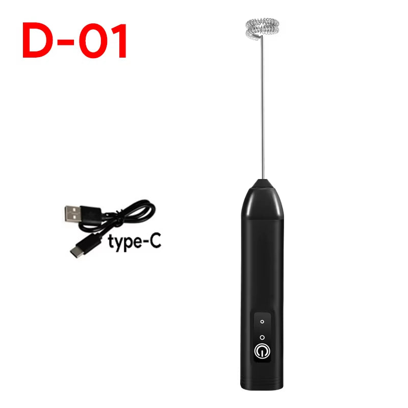 Wireless Milk Frother Electric Type-C Handheld Blender Stainless Steel Mini Coffee Maker Whisk Mixer for Coffee Cappuccino Cream