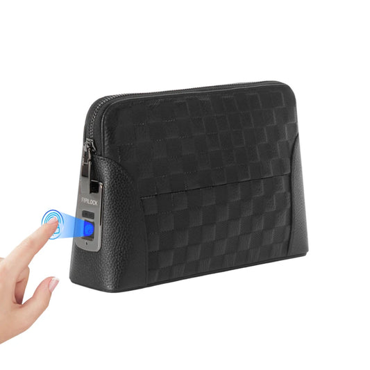 Man`S Fingerprint Lock Handbag Security Lady`S Wallet Anti-Theft Clutch Bag