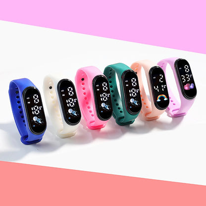 Kawaii Smart Watch for Kids Fashion Outdoor Waterproof Sports Kids' Watches Boy Girls Digital Watches Silicone Montre Enfant