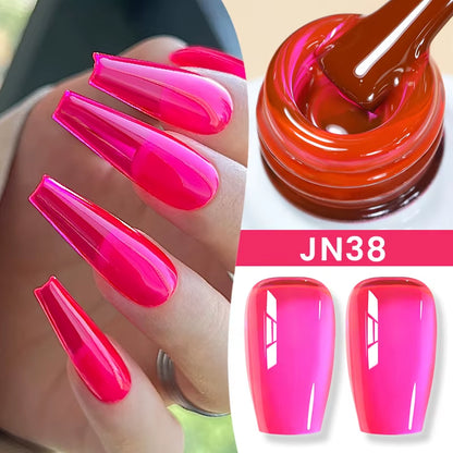 Jelly Nude Gel Nail Polish 10Ml Light Pink Peach Translucent Color UV Light Cure Gel Varnish Nail Art DIY at Home